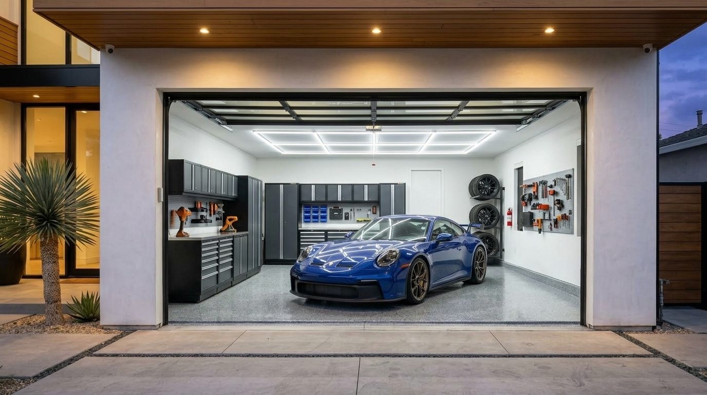 Bilal Omari Garage Door Seal Pros Interior View of Custom Garage Door Overhead and Workshop